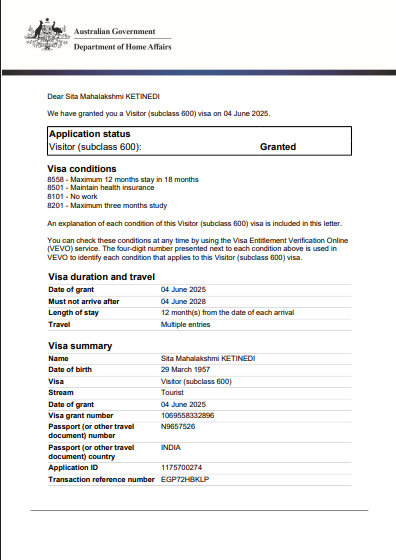 Australian Visitor Visa